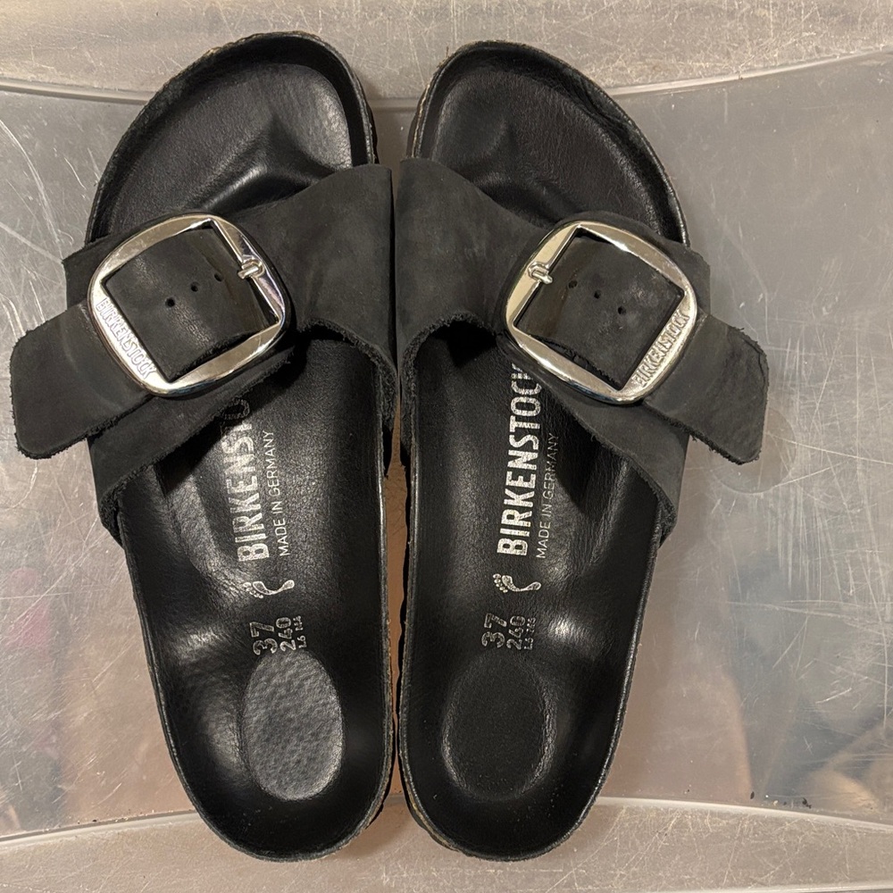 Birkenstock Black Sandals with Silver Buckle